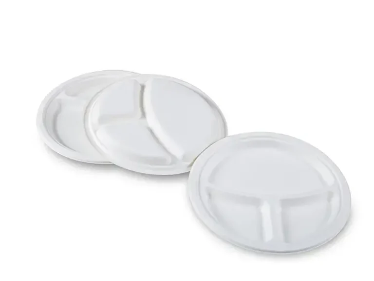9 inch Bagasse Round Plate 3-Compartment
