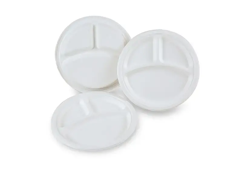 10 inch Bagasse Round Plate 3-Compartment