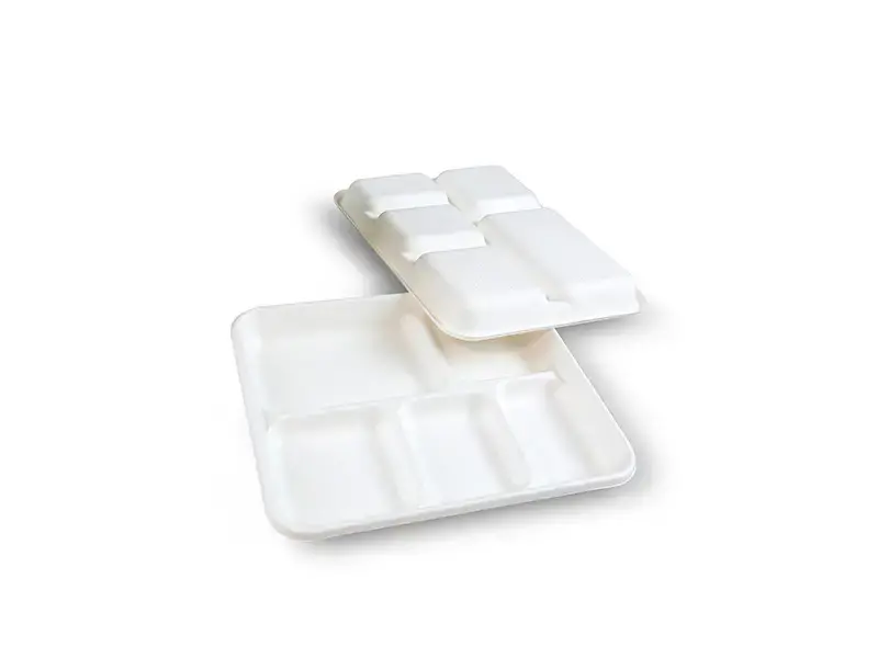 5 Compartment Bagasse Rectangle Tray